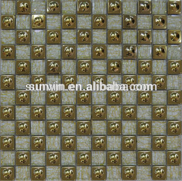 Kitchen room metal stainless steel mix glass mosic tile