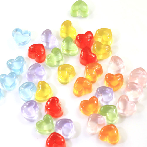 Clear 3D Pure Beautiful Cute Flat Back Chunky Heart Bead Transparent Sweet Candy Style Kawaii 14*16*10mm Resad Bead for DIY