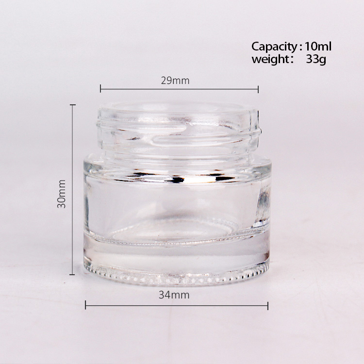 hot sale 10g round empty glass cream jar with black lid cosmetic refillable empty glass container