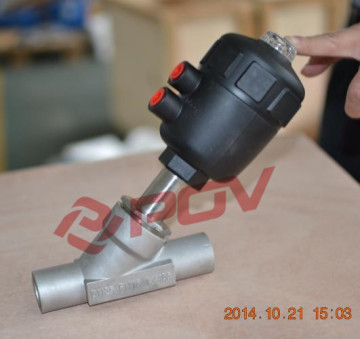 Single acting piston pneumatic operated angle valves