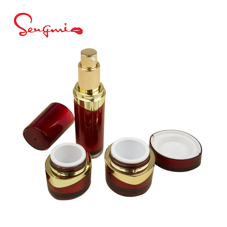 Luxury 15g 20g 30ml empty cylinder cosmetic face lotion cream plastic bottle jar package set with spray pump