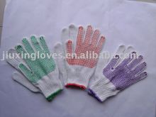 Bleached white cotton string knitted seamless glove