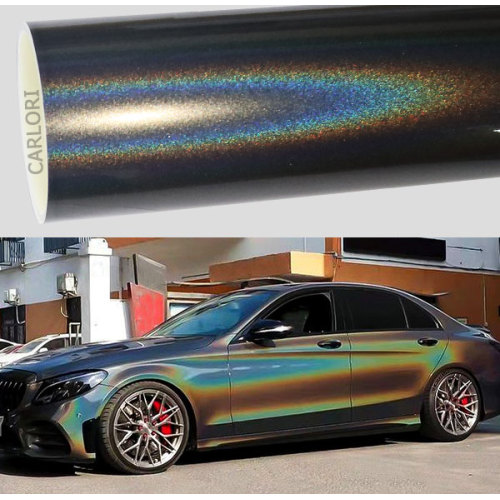 isicwebezelo isicwebezelo se-rainbow laser grey car vinyl ukugoqa