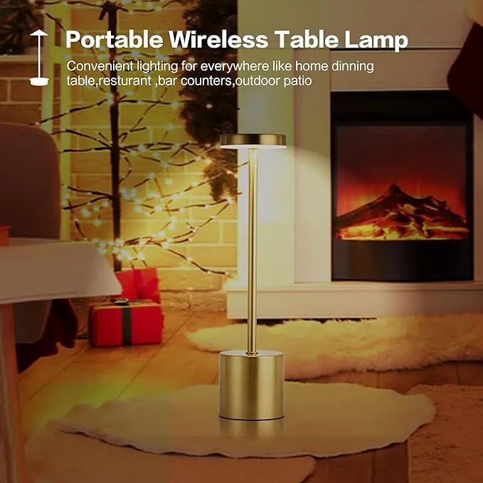 Rechargeable Battery-Powered LED Table Lamp - 3 Color Dimmable Light
