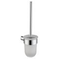 Wall-mounted Toilet Brush and Frosted Glass Holder