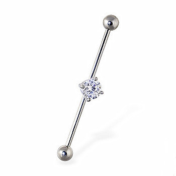 Industrial Straight Barbell with Square Gem