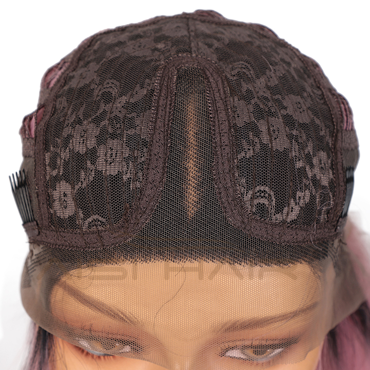 Aisi Hair 14 Inch Short Bob Ombre Pink Dark Root Wig Swiss Lace Wig Cosplay Synthetic Lace Frontal Wigs For Black Women