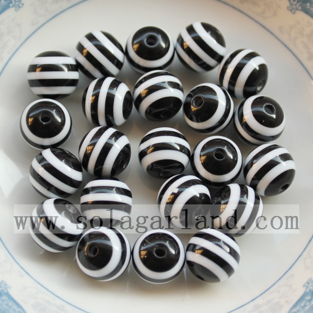 Resin Stripe Chunky Beads