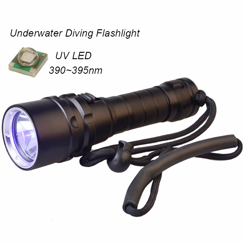 IP68 Underwater Black Light Flashlight Powerful 3LED 395nm Ultra Violet Diving UV Light