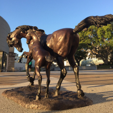 large outdoor sculptures metal craft bronze mare foal statues