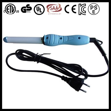 Small blue plastic hair curlers with ceramic coated barrels