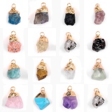 Gemstone Irregular Raw Stone Gilded Pendant For Making Jewlery