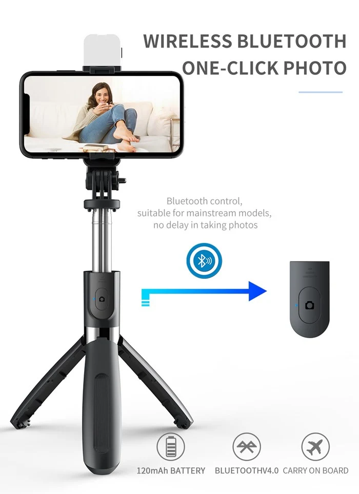 L02s LED Fill Light Tripod Bluetooth Selfie Stick for Phone Live