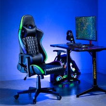 Lumbar Support Gaming Chair with RGB Lights and Adjustable Gas Lift