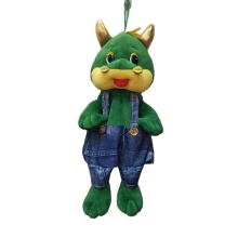 Green Dragon Plush Backpack with Custom Cartoon Fashion Jeans Clothes at Reasonable Price