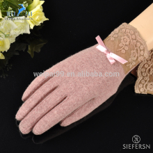 Fashion woolen glove, butterfly and lace decoration , women winter woolen gloves , kinitted wool ,funny glove women accossories,
