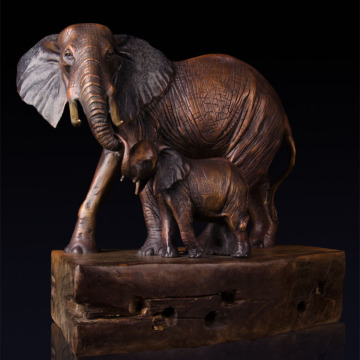 Large in stock whole sale small size art work bronze elephant sculpture for home office ornament