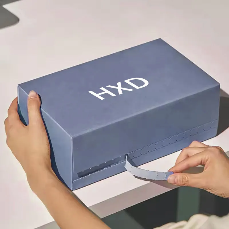 Slide Mailer Box Custom Logo Cardboard Shipping Box with Zipper Strip Commerce Mailing Adhesive Tear Strip Open Postal Self Seal Mailer Box