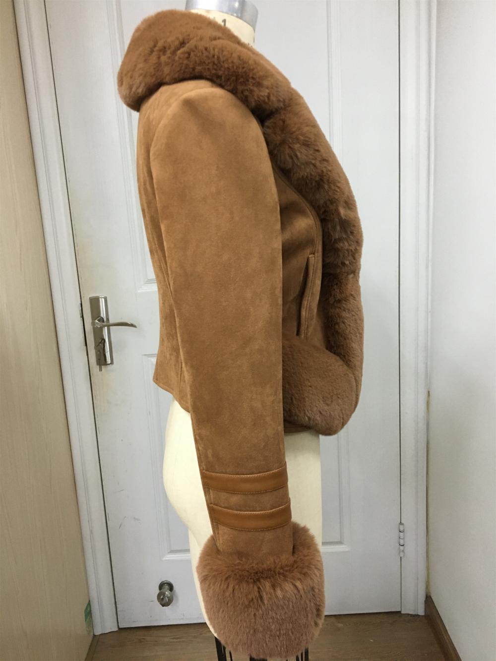 Casaco feminino de camurça shearling de inverno