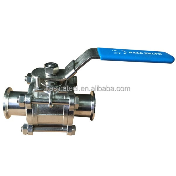 Stainless Steel 3 pcs Welded/Clamped/Threaded Pneumatic Actuator Ball Valve