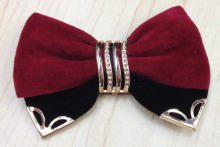 Double Bowknot Fabric Flower Shoe Clips with Plastic Buckle Tied