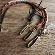 Personalized Brown Leather Key Chain with Custom Cowhides