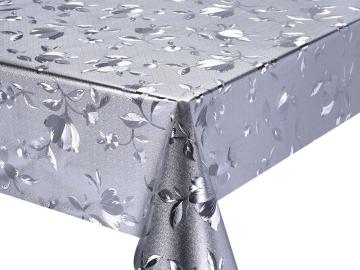 Beautiful Silver Gold Fabric Backing Tablecloth