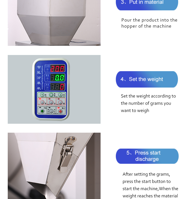 500g automatic digital  powder weighing filling machine for granule particle