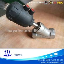 SS npt/din/bsp thread pneumatic angle seat valve