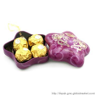 Valentines gift tin stars for chocolate packaging