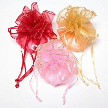 Wholesale Round Organza Candy Bags with Dots - 26cm, 35cm, 45cm