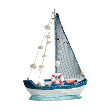 Mediterranean-Inspired Wooden Sailboat Model - Desk Decoration & Wood Crafts