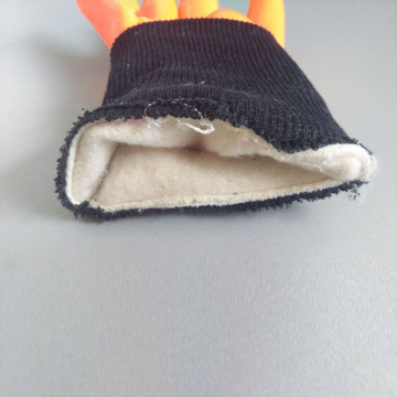 Orange PVC winter gloves knitted wrist