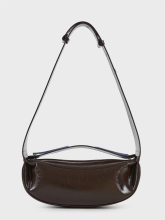 Fashionable Color-Blocked Leather Crescent Bag