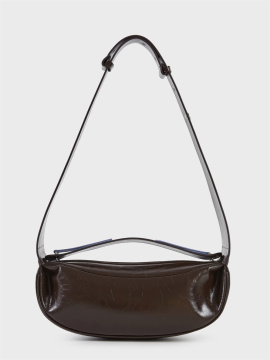 Fashionable Color-Blocked Leather Crescent Bag