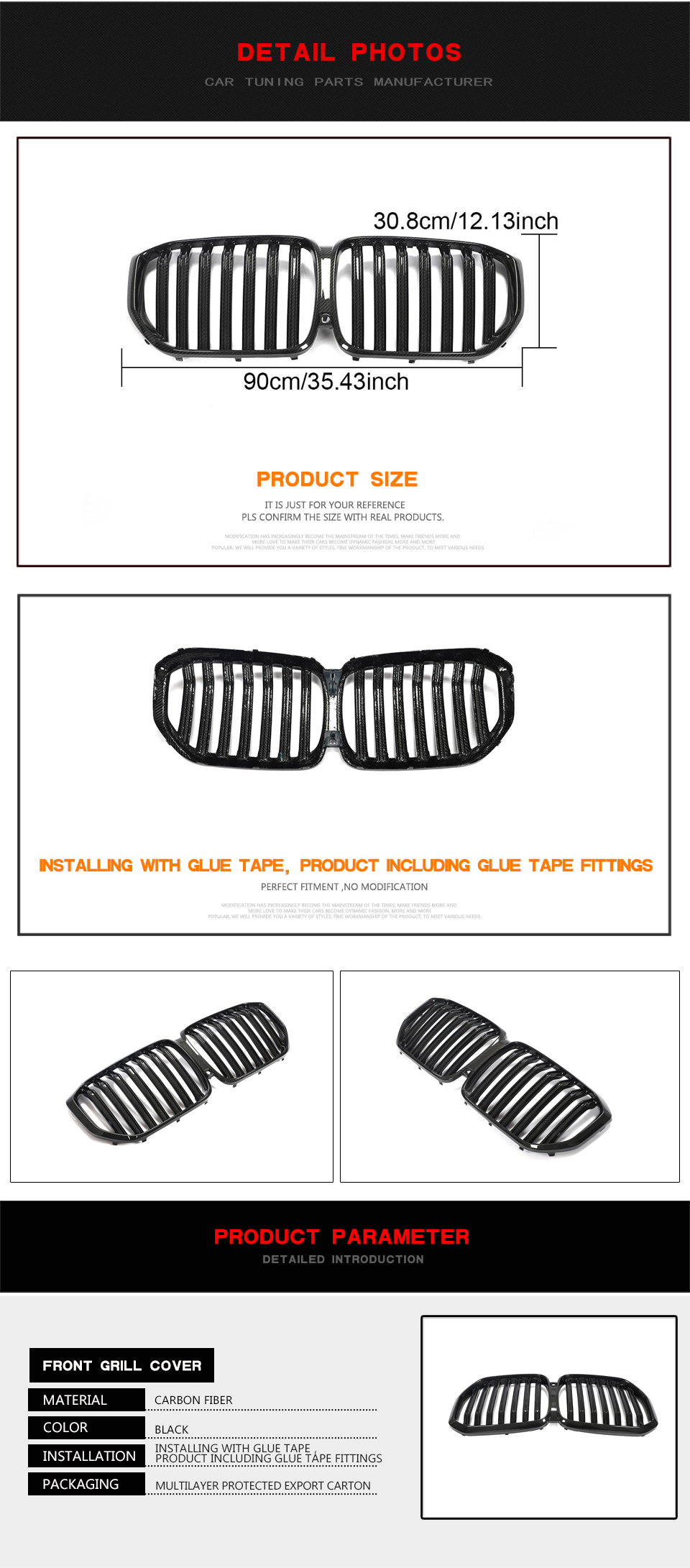 Dry Carbon Fiber X5 Kidney Grill for BMW G05 X5 M Sport xDrive40i xDrive50i M50i 4-Door 2019-2022