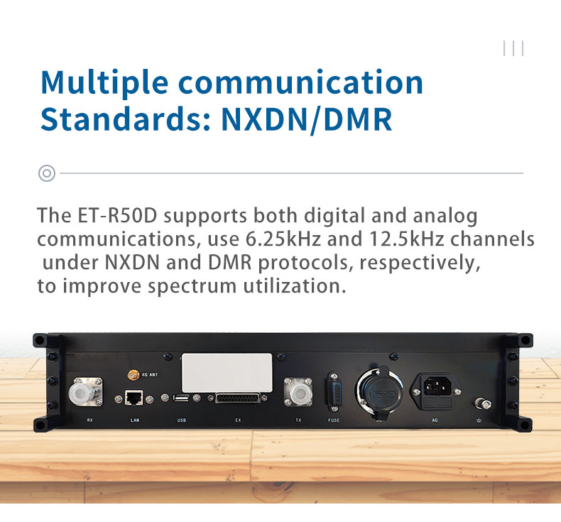 ETMY ECOME New DMR NXDN Digital ET-R50D Repeater 2U 3U VHF UHF Walkie Talkie Multi-protocol Trunking Repeater IP Site Radio