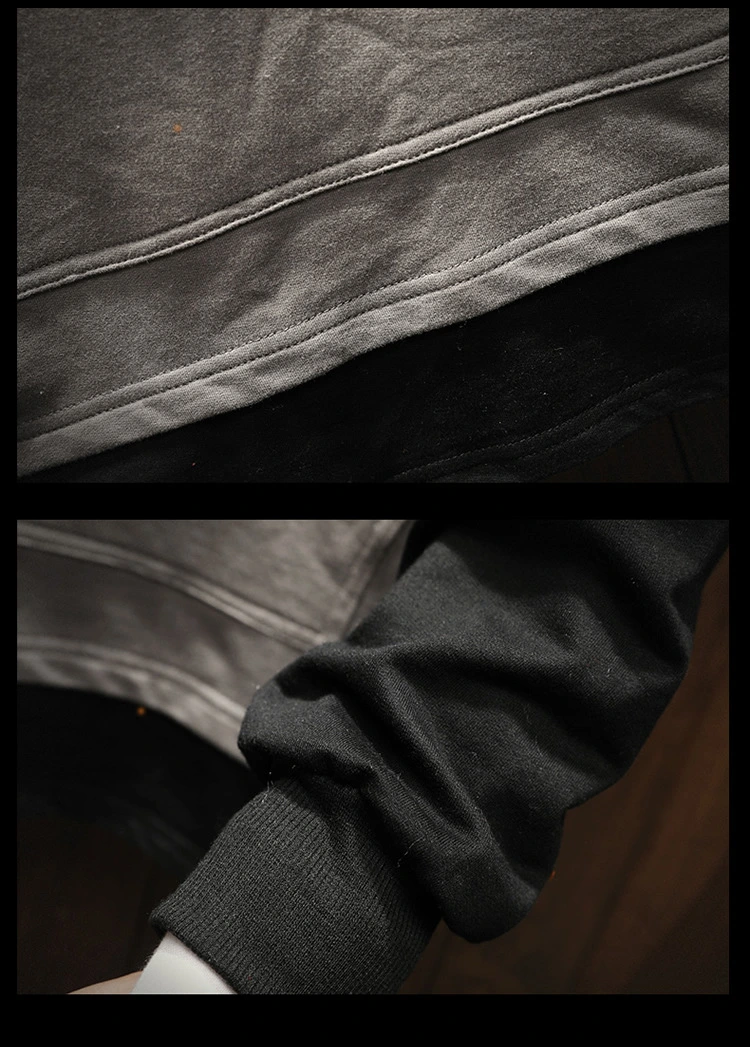 Pullover Hooded Solid Color Stitching Large Size Youth Hoodie