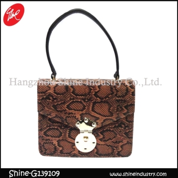 python skin women handbag/fashion satchel bag/hot pu snake ladies bag