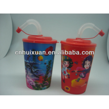 400ml plastic children cartoon 3D straw cup