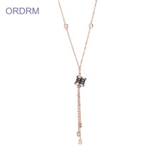 Long Rose Gold Roman Numeral Necklace For Girls