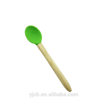 food grade wooden handle silicone baby spoons