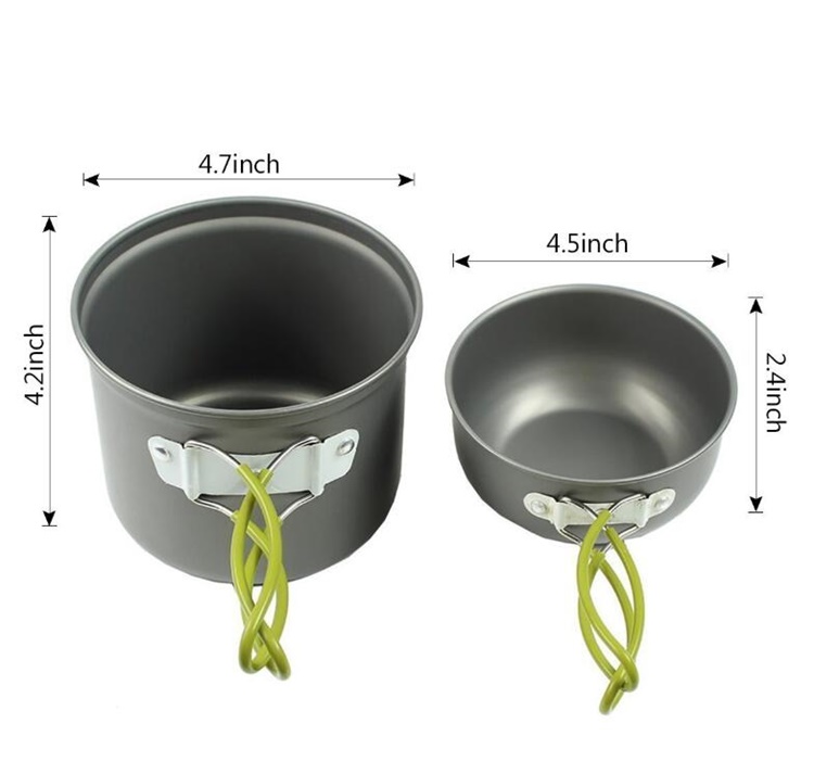 Outdoor Camping pan Hiking Cookware Set, Backpacking Cooking Picnic Bowl Pot Pan Set , Camping Cookware Mess Kit Knife Spoon