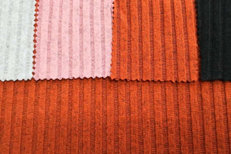 Hot textiles wool like kg 180gsm brush striped rib sweater knit knitted fabric