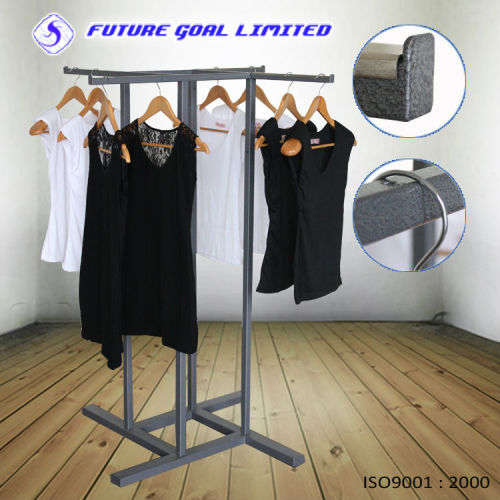 Powder Coating Square Tube 4 Arms Clothes Display Stand