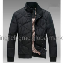 2013 New  Male stand collar plaid wadded Winter jacket