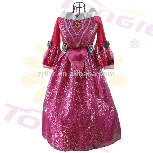 Whole sale long pink color princess child party dress in high quality