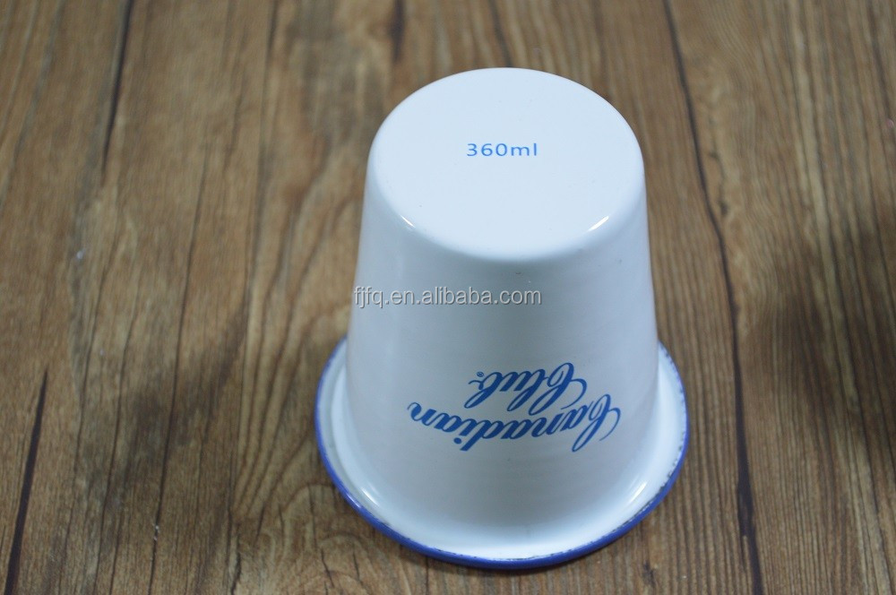 Customized color 300ML Enamel Tumbler with Rolled rim