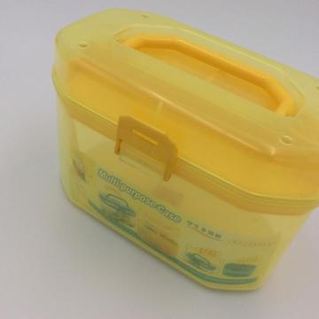 boîte de rangement en plastique jaune