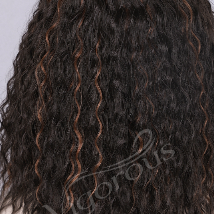 Swiss Lace Afro Deep Curly Closure Bob Short Mixed Black Brown Pre Plucked Synthetic Hair Wigs For Women Sale